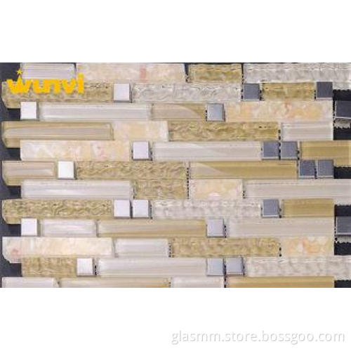 Interior Wall White and Brown Strip Mosaic Tile With Sea Sh